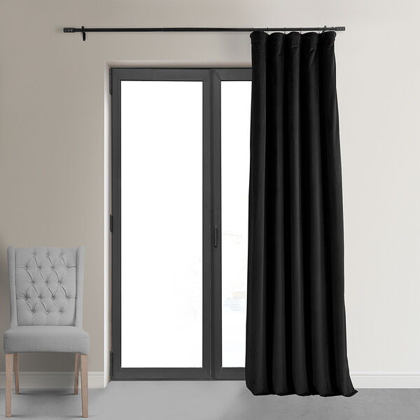 Signature Warm Black Blackout Velvet Pole Pocket Single Panel Curtain 50 x 108, image 8