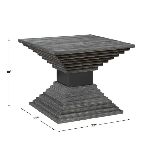 Andes Gray and Black Nickel Wooden Geometric Accent Table, image 3