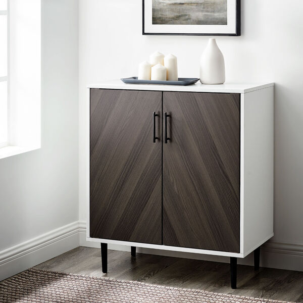 Hampton Ash Brown and Solid White Bookmatch Accent Cabinet, image 3