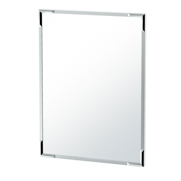Faceted Flush Mount 32.5-Inch Framed Rectangle Mirror Chrome, image 1