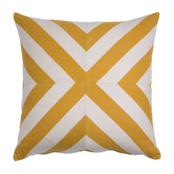 Halo Mustard 22 x 22 Inch X-Stripe Pillow with Knife Edge, image 1