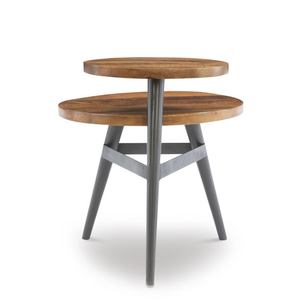 Harper Natural and Gun Metal Two Tiered Side Table, image 4