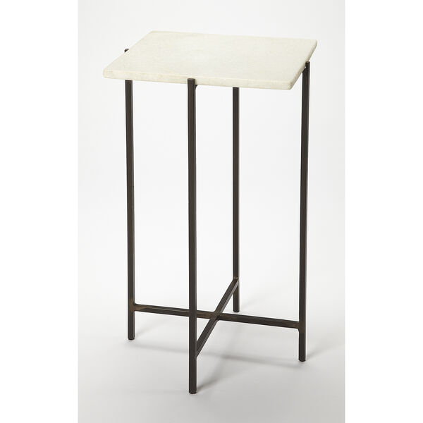 Nigella Square Marble and Metal Accent Table, image 1