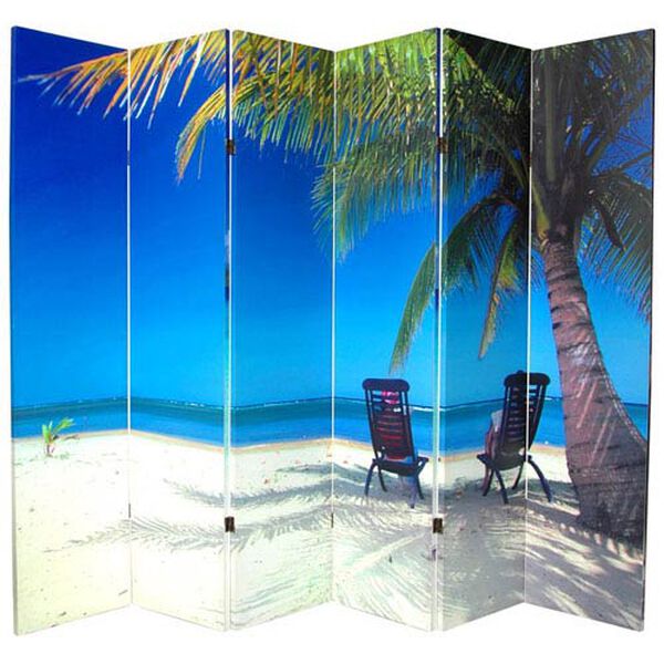 Six Ft. Tall Double Sided Ocean Canvas Room Divider Six Panel, Width - 96 Inches, image 2