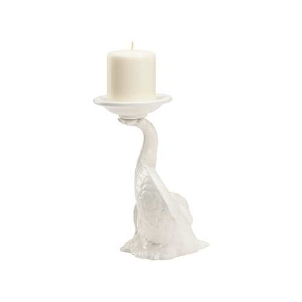 Newport Mansions White Glaze Italian Renaissance Dolphin Candleholder, image 4