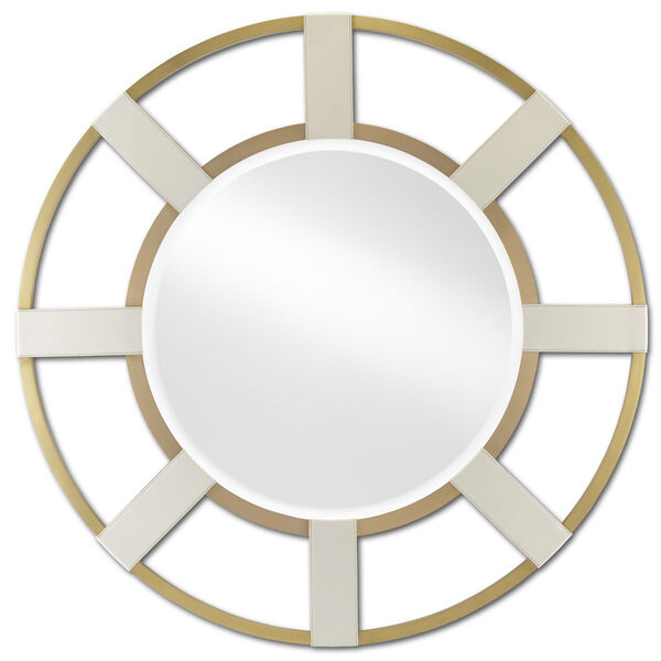 Camille Cream and Brushed Brass Round Wall Mirror, image 1