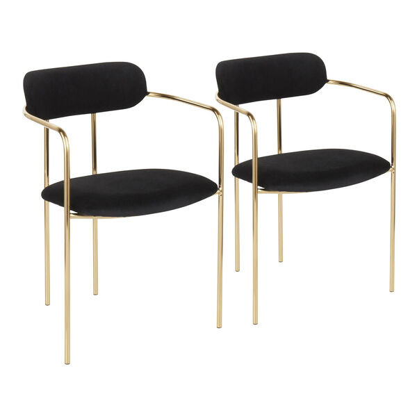 Demi Gold and Black Arm Dining Chair, Set of 2, image 1