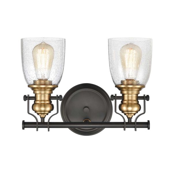 Chadwick Oil Rubbed Bronze and Satin Brass Two-Light Bath Vanity, image 4