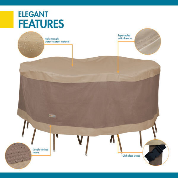 Elegant Swiss Coffee 72-Inch Round Table and Chair Set Cover, image 3