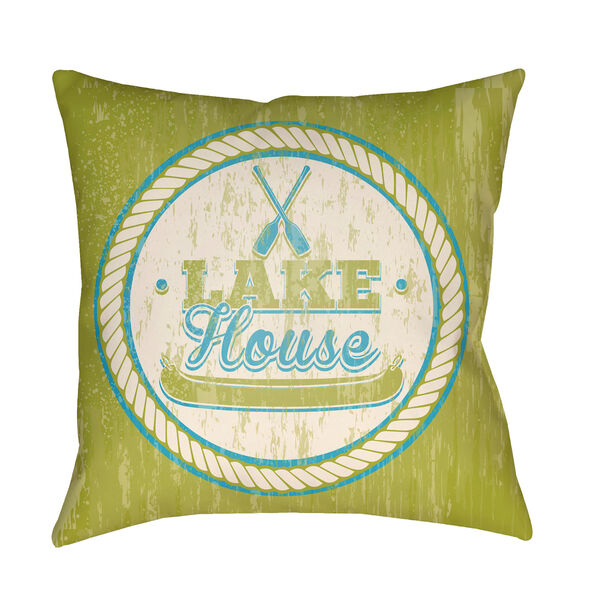 Litchfield Lake Lime Green and Aqua 18 x 18 In. Pillow with Poly Fill, image 1