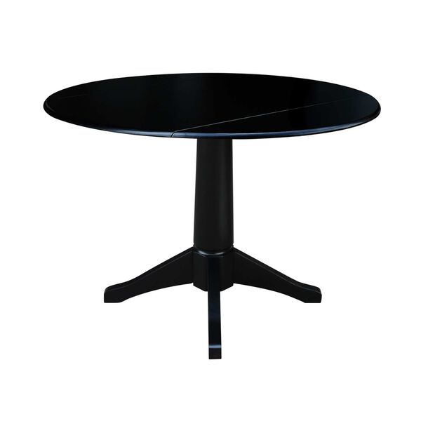 Black 30-Inch High Round Dual Drop Leaf Pedestal Dining Table, image 1