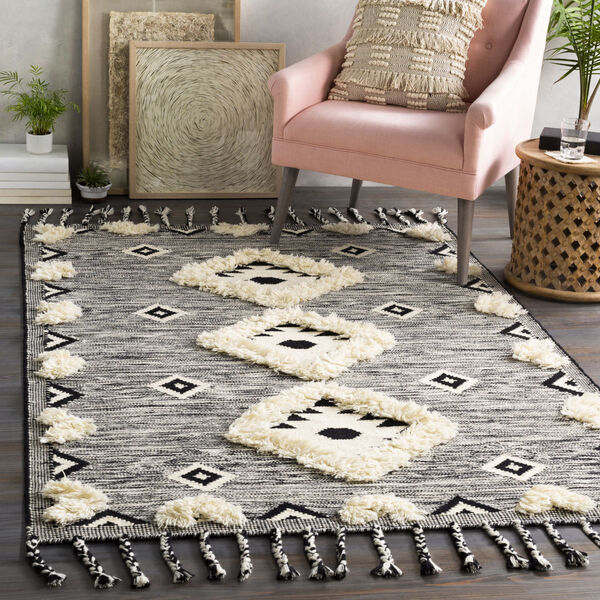 Apache Black and Cream Rectangle Hand Woven 2 Ft. x 3 Ft. Rug, image 2