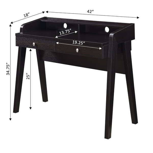 Newport Espresso Deluxe Two-Drawer Desk with Shelf, image 6