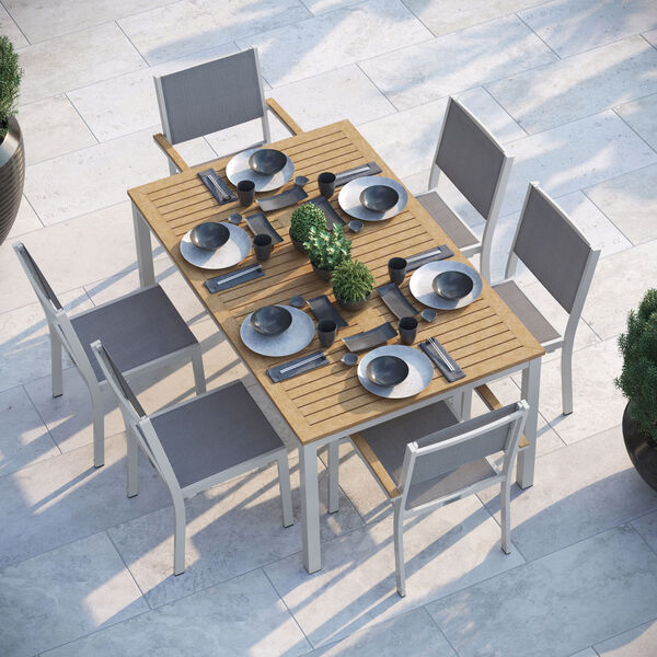 Travira Natural Tekwood Titanium Outdoor Dining Set, Seven-Piece, image 2