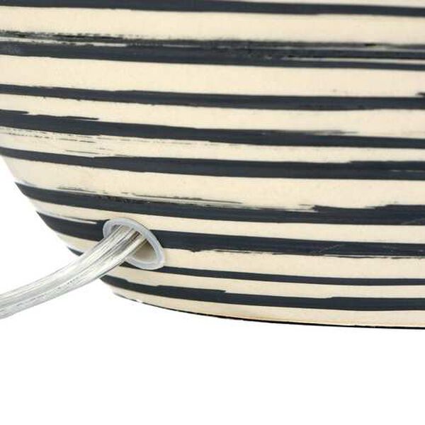 Grey Ceramic Textured Striped One-Light Table Lamp, image 6