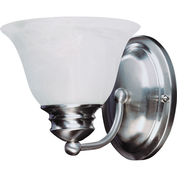 Malaga Satin Nickel One-Light Six-Inch Bath Fixture with Marble Glass, image 1