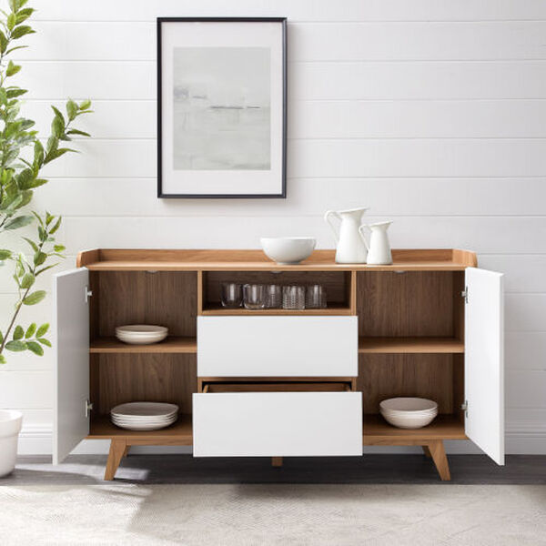 Saturday Solid White and English Oak Two Door Sideboard, image 4
