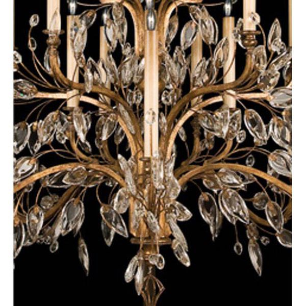 Crystal Laurel Gold 20-Light Chandelier in Gold Leaf Finish and Stylized Faceted Crystal Leaves, image 4
