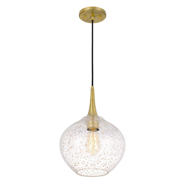 Hive Antique Brass One-Light 11-inch Gold Flakes Glass Pendant, image 2