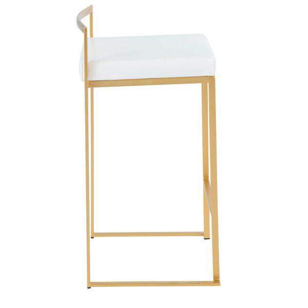 Fuji Gold and White Leather 31-Inch Bar Stool, Set of 2, image 3