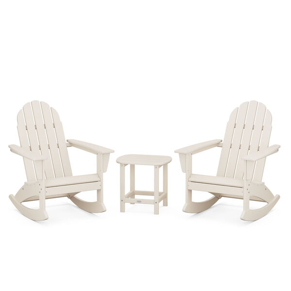 Vineyard Sand Outdoor Adirondack Rocking Chair Set with Side Table, 3-Piece, image 1