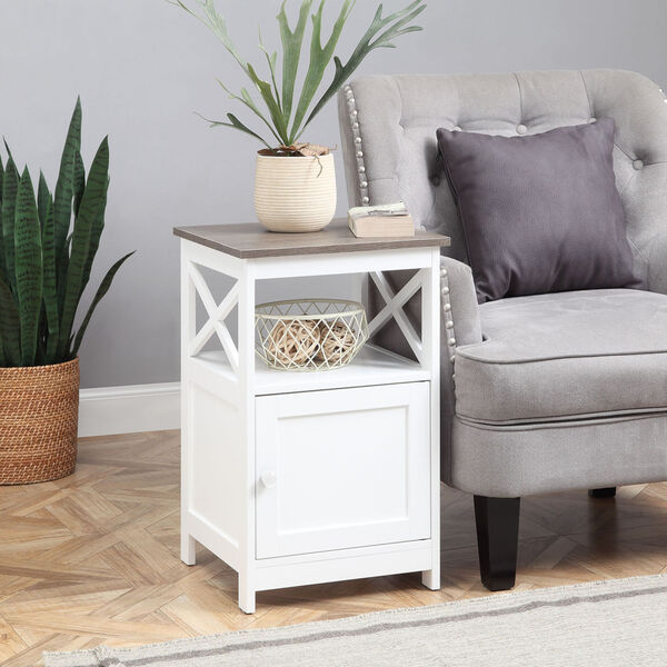 Oxford Driftwood and White End Table with Cabinet, image 1