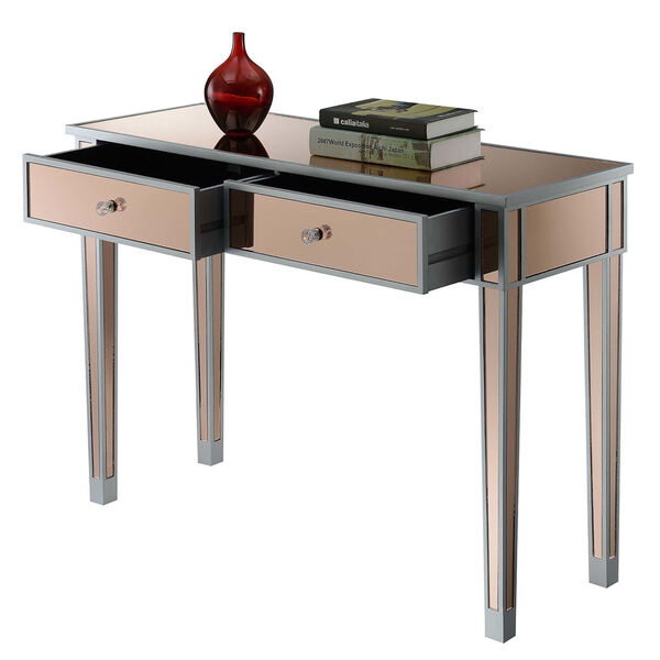 Gold Coast Silver and Rose 15-Inch Mirrored Desk, image 2