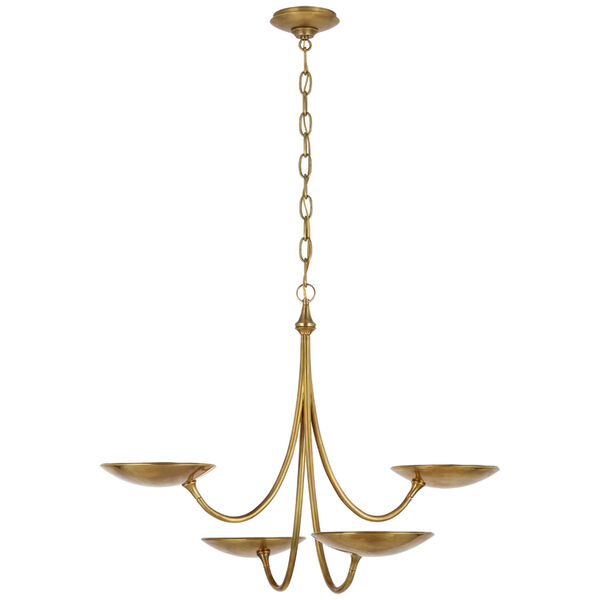 Keira Medium Chandelier in Hand-Rubbed Antique Brass by Thomas O'Brien, image 1