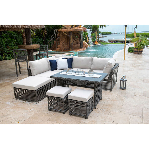 Intech Grey Outdoor High Ct Sectional with Standard cushion, 7 Piece, image 4