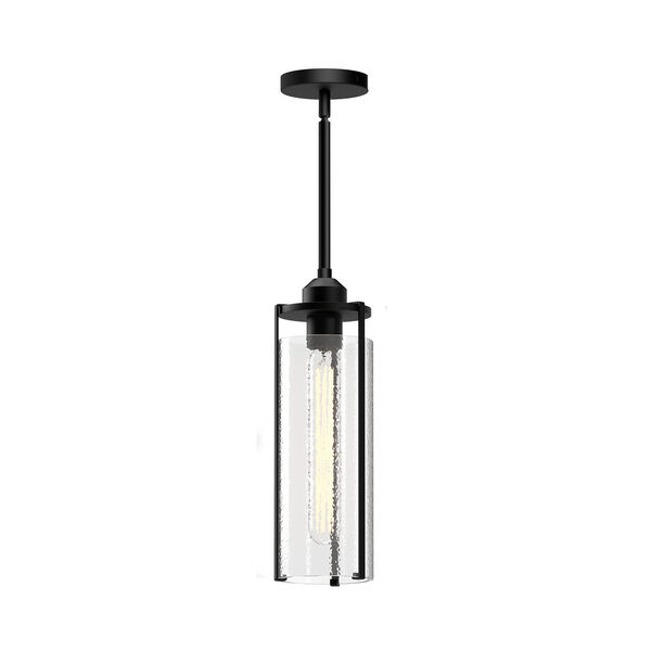 Belmont Matte Black Three-Light Mini Pendant with Clear Water Glass, image 1