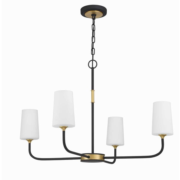 Niles Black Forged and Modern Gold Four-Light 34-Inch Chandelier, image 2