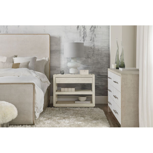 Cascade Lacquered Burlap One-Drawer Nightstand, image 3