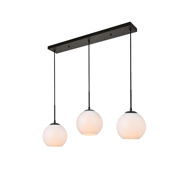 Baxter Black and Frosted White Seven-Inch Three-Light Mini Pendant, image 3