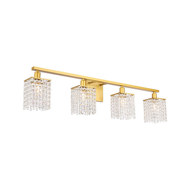 Phineas Brass Four-Light Bath Vanity with Clear Crystals, image 6