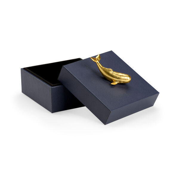 Pam Cain  Navy and Metallic Gold Whale Handle Box, image 2