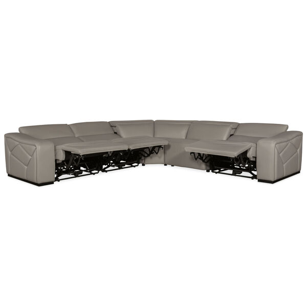 Opal Dark Wood Five-Piece Sectional with Two-Power Recliners and Power Headrest, image 3