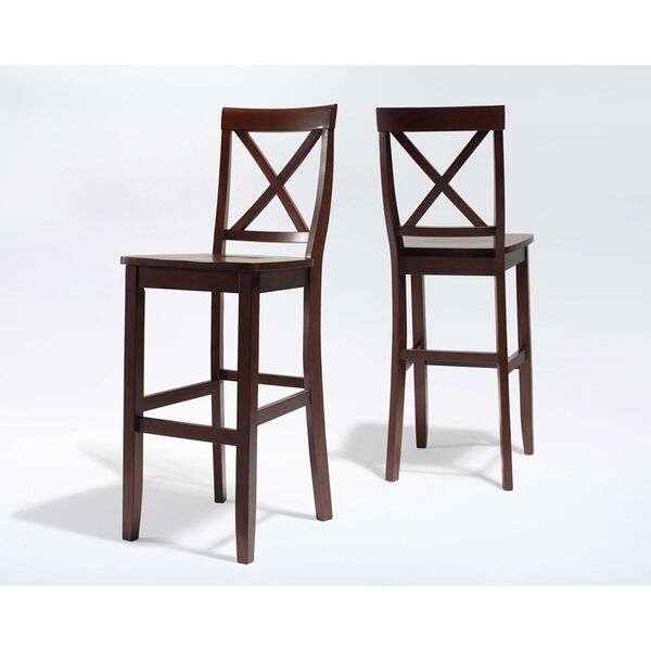 X-Back Bar Stool in Mahogany Finish with 30 Inch Seat Height- Set of Two, image 3