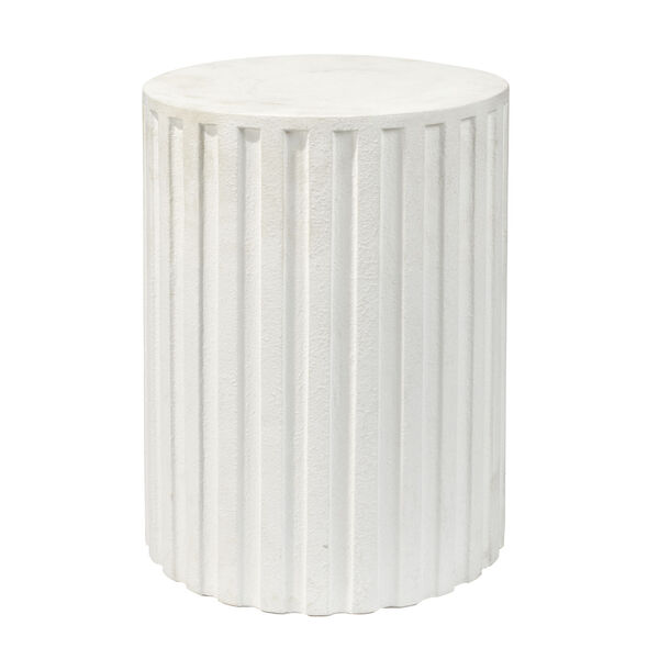 Fluted White Column Side Table, image 1