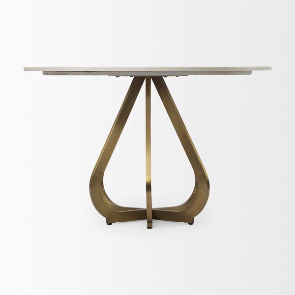 Laurent Marble Top Gold Metal Base Dining Table, image 5