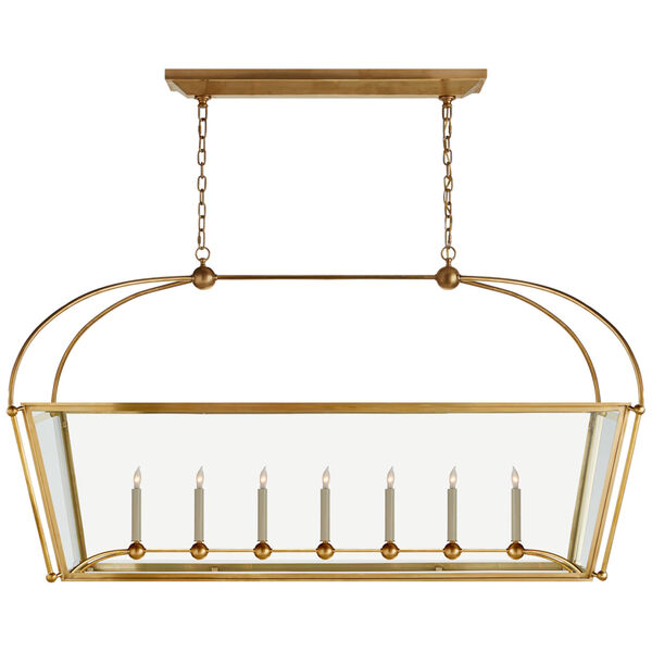 Riverside Large Linear Pendant in Antique-Burnished Brass with Clear Glass by Chapman and Myers, image 1