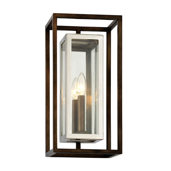 Morgan Bronze with Polished Stainless Medium One-Light Outdoor Wall Sconce with Dark Bronze, image 1