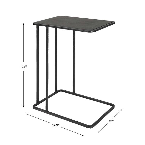 Cavern Black Stone and Iron Accent Table, image 3