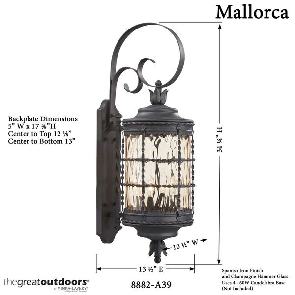 Mallorca Large Outdoor Wall-Mounted Lantern, image 2