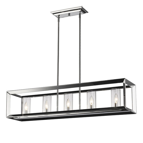 Smyth Chrome Five-Light Linear Pendant with Clear Glass, image 3
