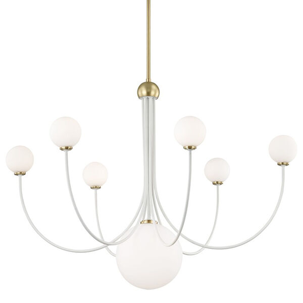 Coco Aged Brass White 7-Light 40-Inch Chandelier, image 1