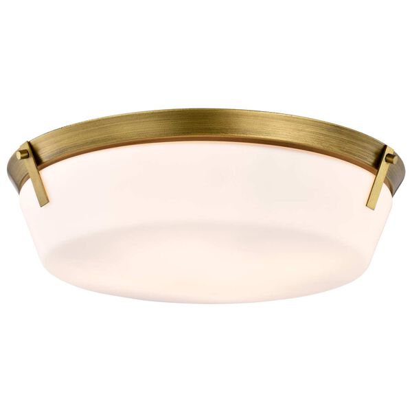 Rowen Natural Brass Four-Light Flush Mount with Etched White Glass, image 2