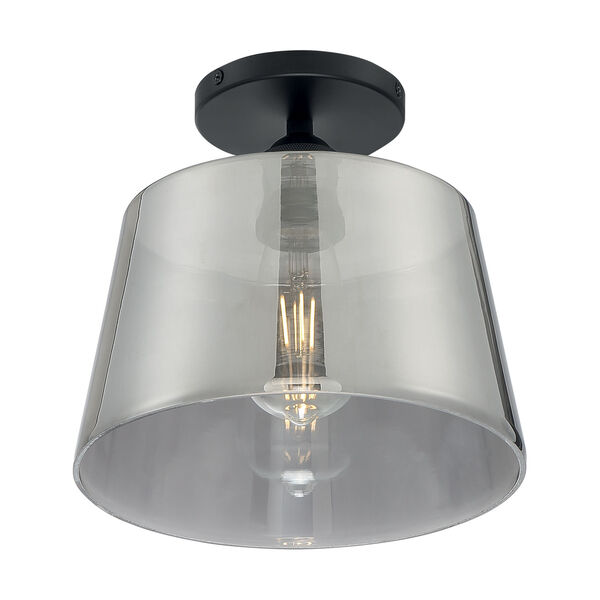 Motif Black and Smoked Glass 10-Inch One-Light Semi-Flush Mount, image 2