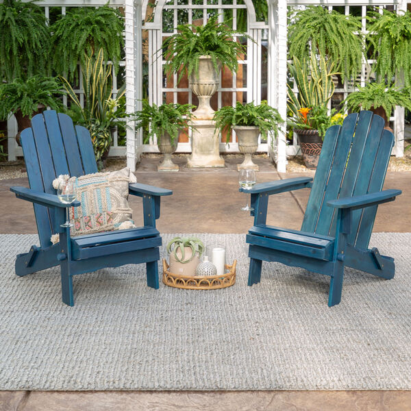 Navy Blue Wash 38-Inch Outdoor Adirondack Chair, image 3