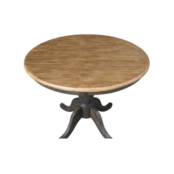 Hickory and Washed Coal 36-Inch Width x 29-Inch Height Hardwood Round Top Pedestal Table, image 4