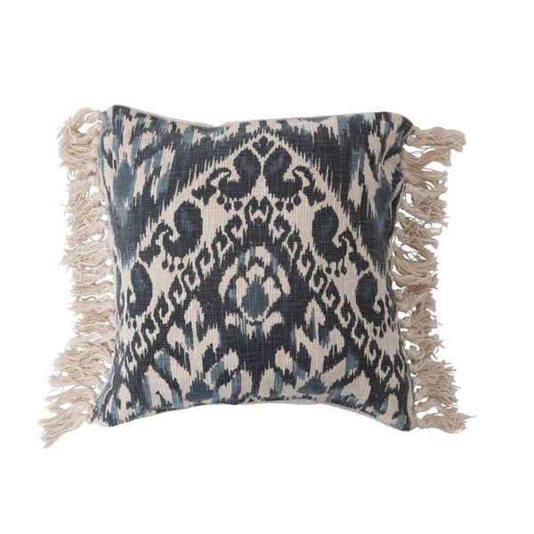 Blue Stonewashed Woven Cotton Blend 20 x 20-Inch Pillow, image 1